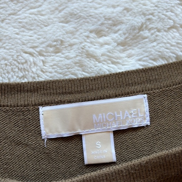 Michael Kors Olive Green Sweater Dress with Gold Shoulder Zippers | Size Small - Picture 5 of 8